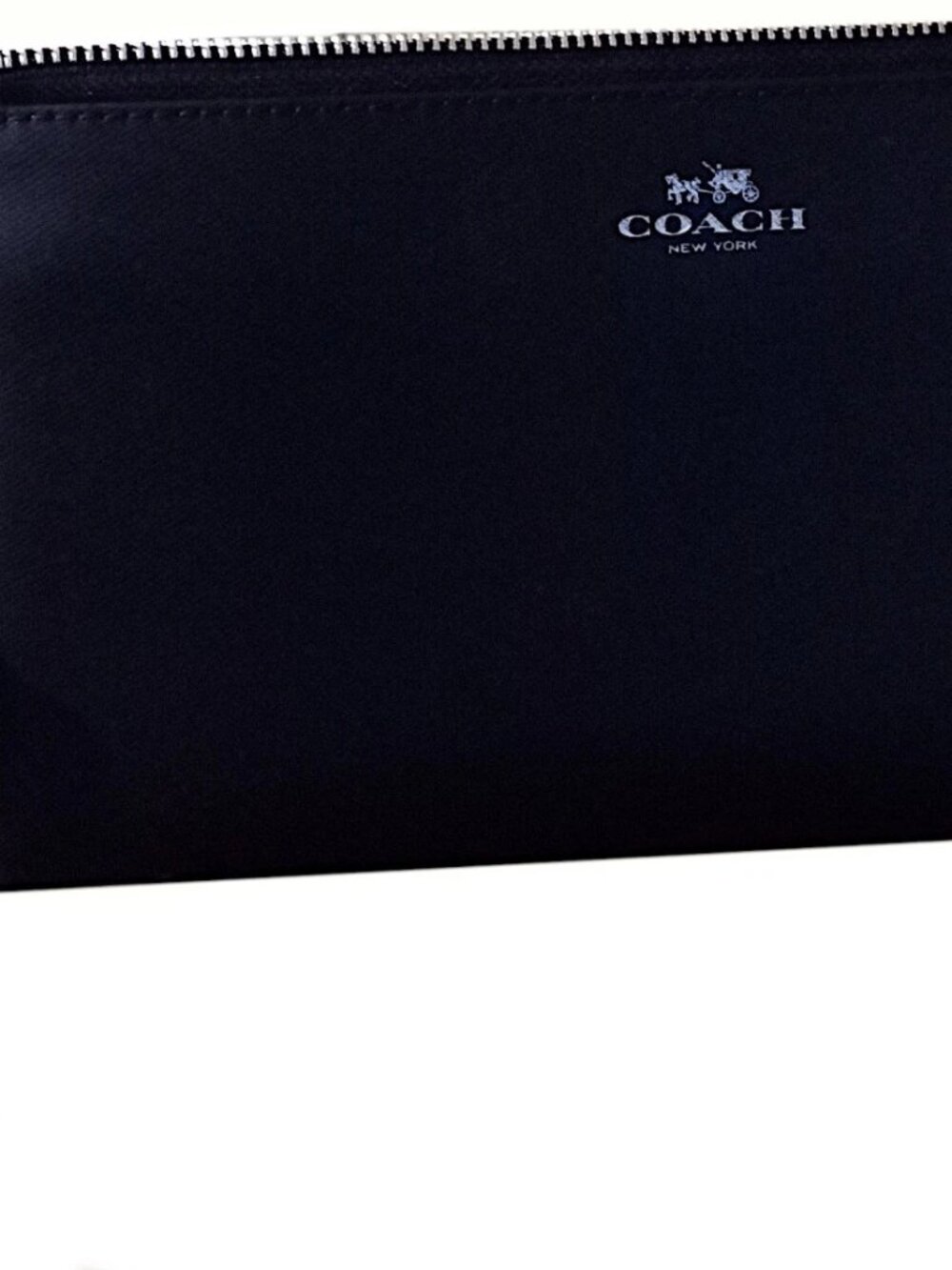 COACH Women Black Leather Zip Around Wristlet Clutch Wallet, Length 10''